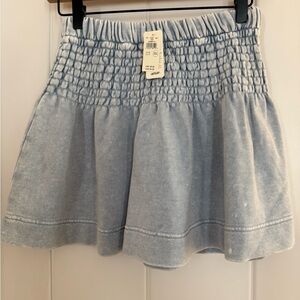 Aerie Light Blue Smocked Cotton Skirt